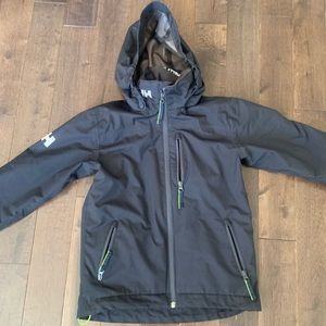 Helly Hansen Black kids lined rain coat size 8
